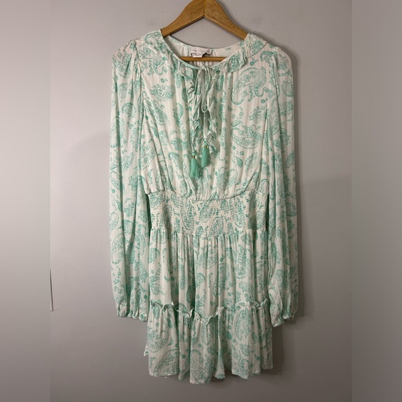 House of Harlow 1960 Ajay Blue Printed Long Sleeve Mini Dress - Picture 2 of 6